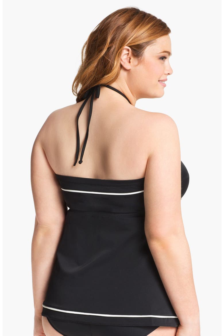 'Isis' Bandeau Layering Tankini Top, Alternate, color, BLACK