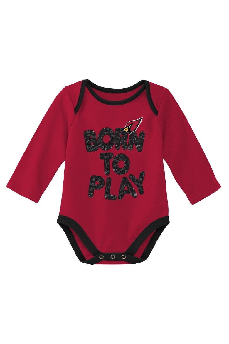 Newborn & Infant Cardinal/Heathered Gray Arizona Cardinals Born To Win Two-Pack Long Sleeve Bodysuit Set, Alternate, color, Cardinal
