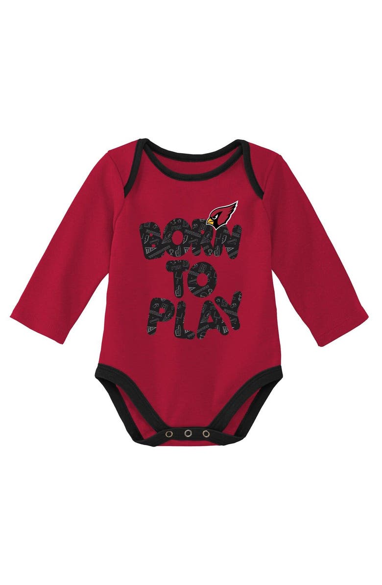 Outerstuff Newborn & Infant Cardinal/Heathered Gray Arizona Cardinals Born To Win Two-Pack Long Sleeve Bodysuit Set, Alternate, color, Cardinal