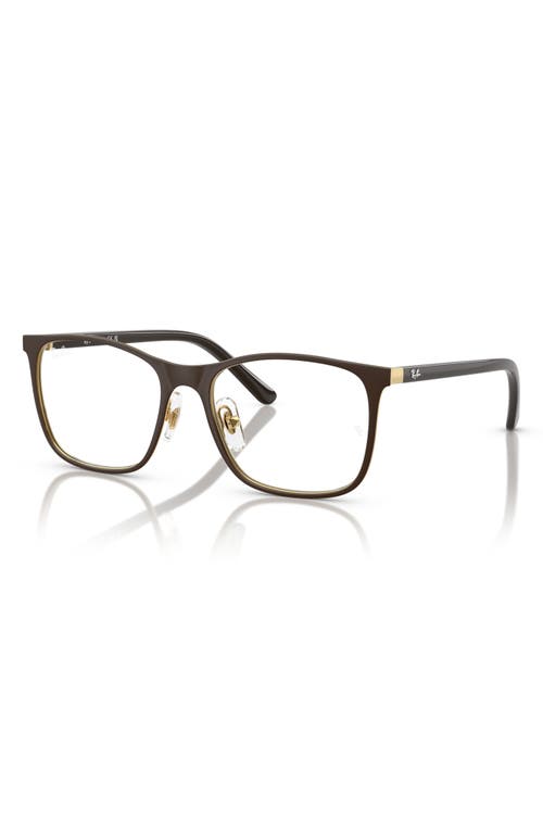 Ray Ban Ray-ban Kids' Junior 46mm Square Optical Glasses In Gold Brown