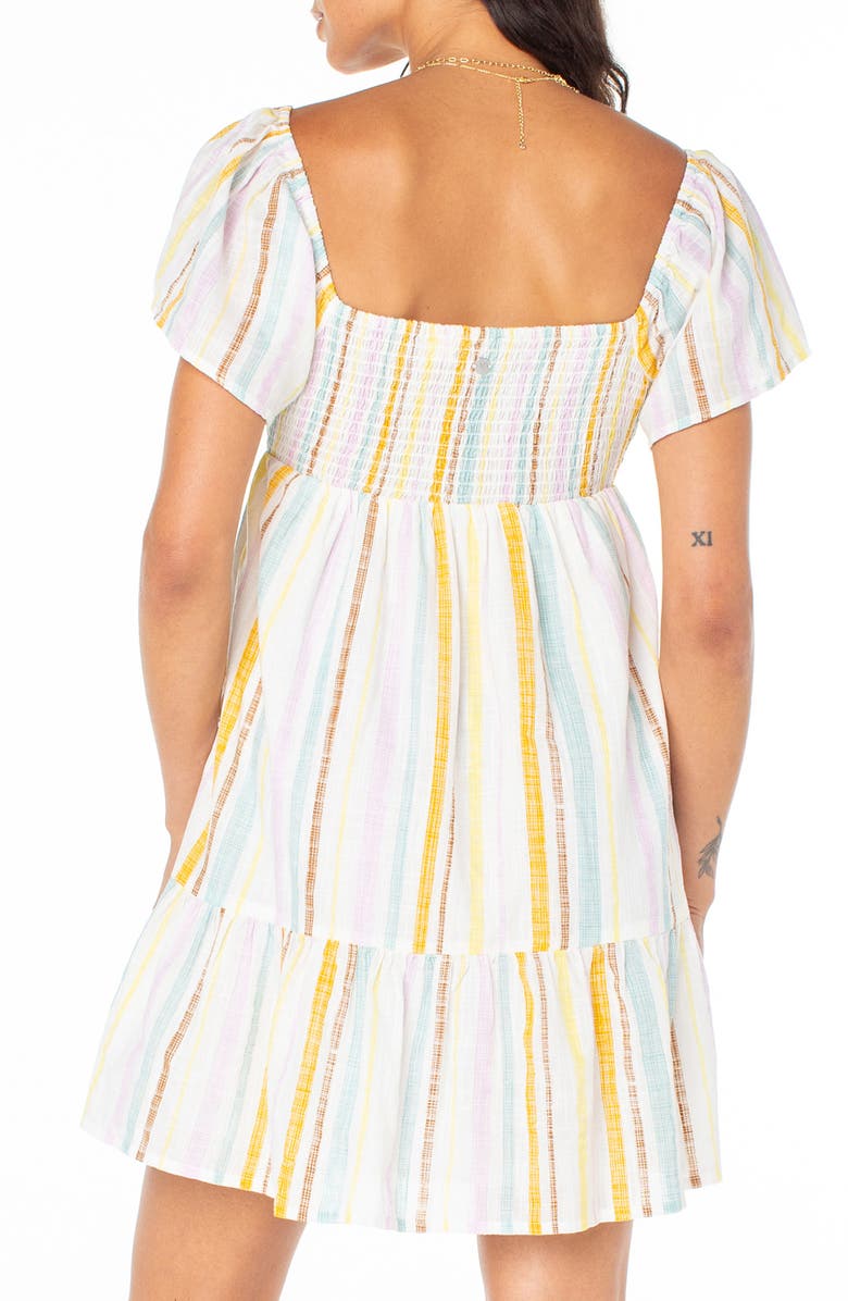 Roxy Salty Breeze Stripe Cotton Minidress, Alternate, color, Egret