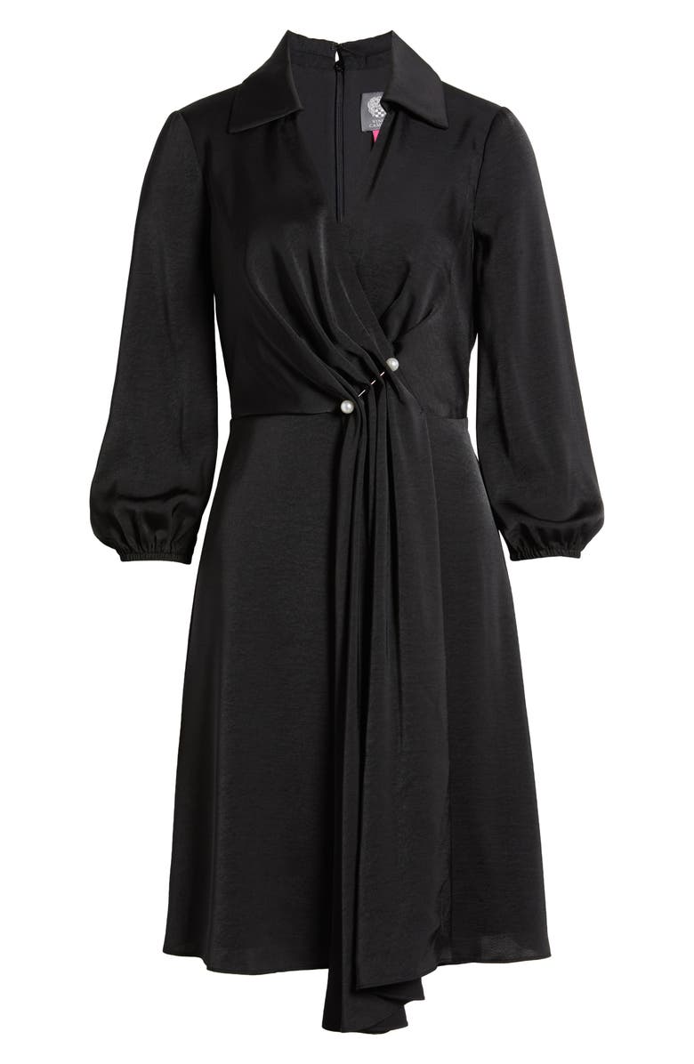 Vince Camuto Faux Pearl Clasp Detail Satin Shirtdress, Alternate, color, 