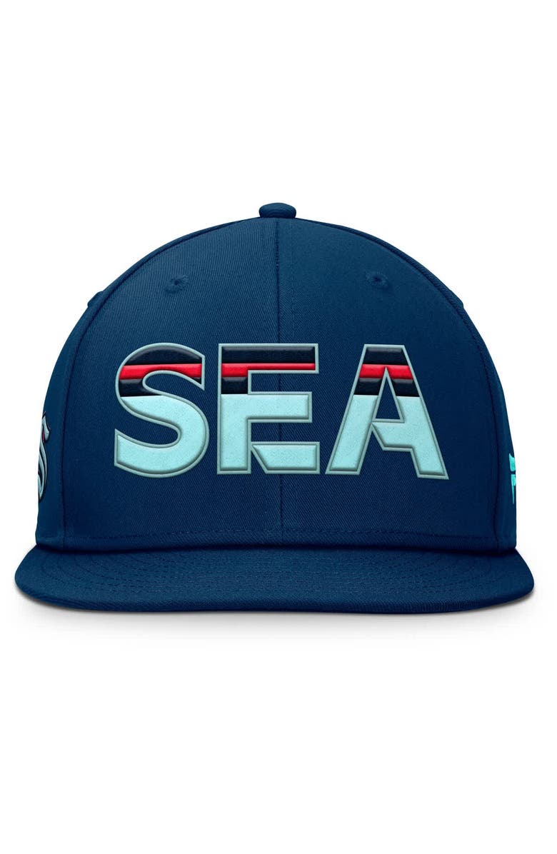 FANATICS Men's Fanatics Deep Sea Blue Seattle Kraken Authentic Pro Rink Snapback Hat, Alternate, color, Navy