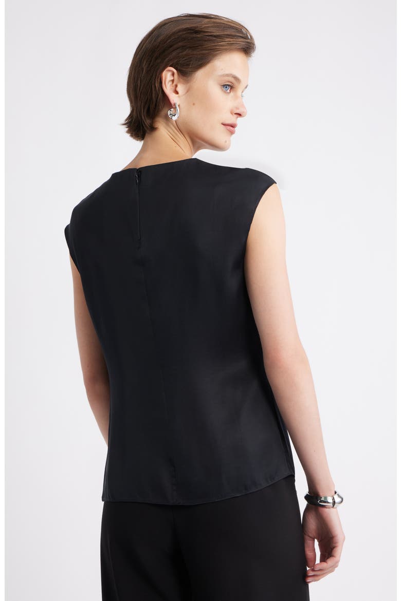 Twist Front Satin Top, Alternate, color, BLACK