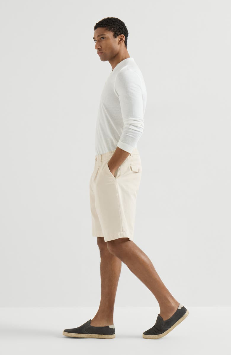 Brunello Cucinelli Gabardine pull-up Bermuda shorts, Alternate, color, Panama