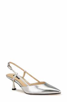 Nine West Rhonda Slingback Pointed Toe Kitten Heel Pump