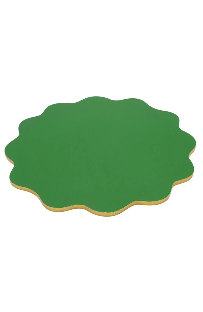 Inner Child Scalloped Lacquerware Placemats - Set of 4, Main, color, Green