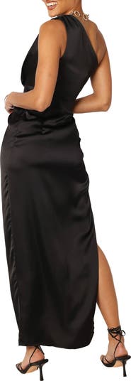 Nadia One-Shoulder Satin Maxi Dress