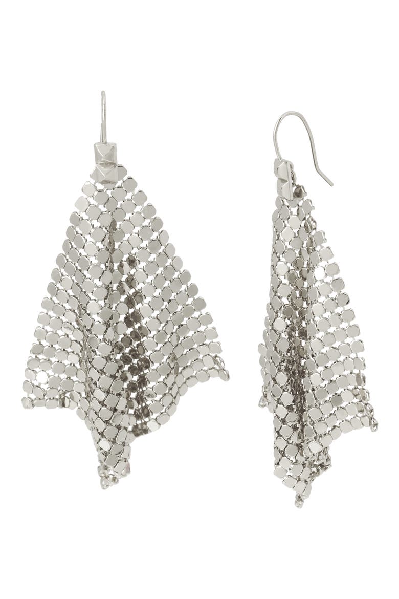 Mesh Drop Earrings, Main, color, WARM SILVER