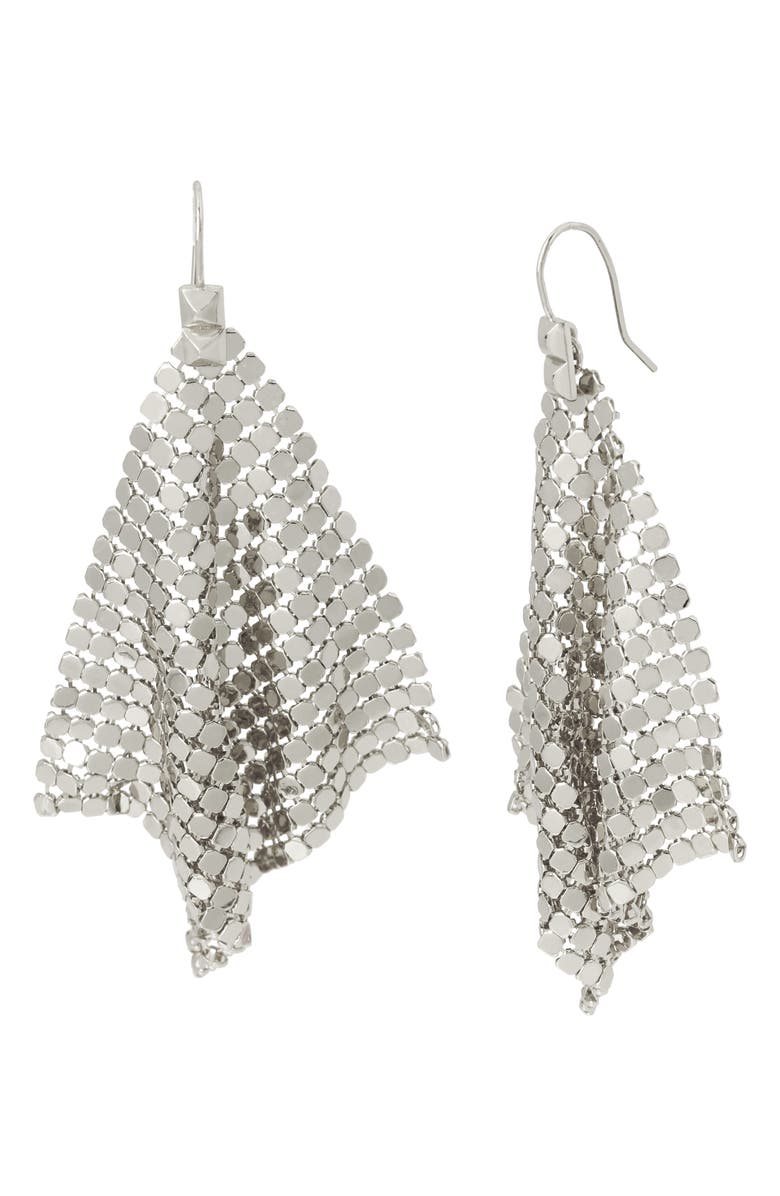 AllSaints Mesh Drop Earrings, Main, color, Warm Silver