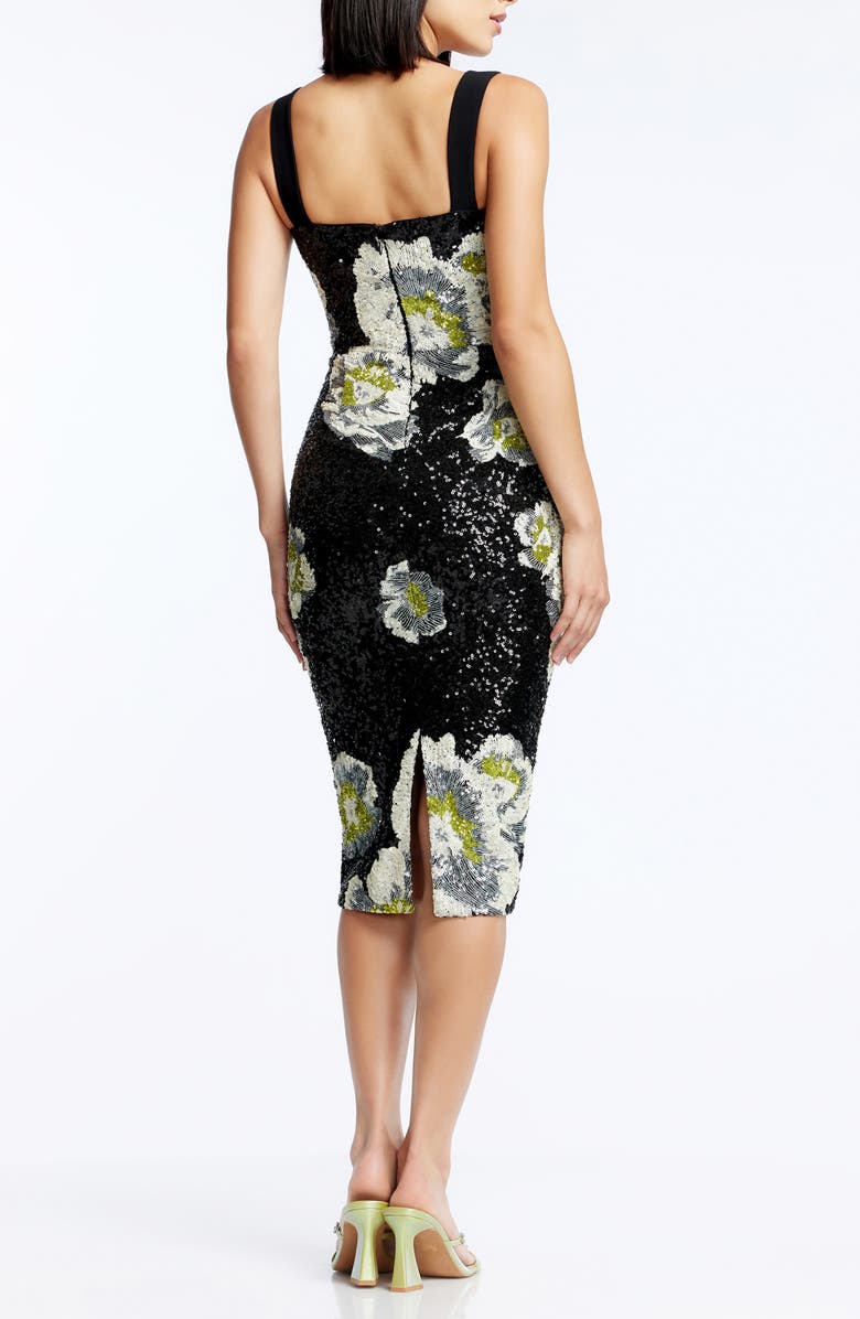 Dress the Population Nicole Sequin Floral Cocktail Sheath Dress, Alternate, color, Black Multi