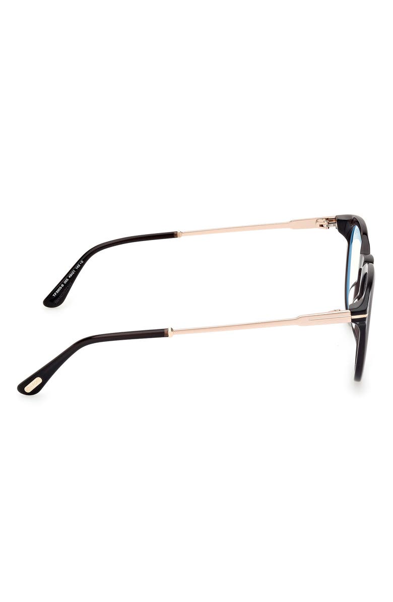 TOM FORD 49mm Round Blue Light Blocking Optical Glasses, Alternate, color,