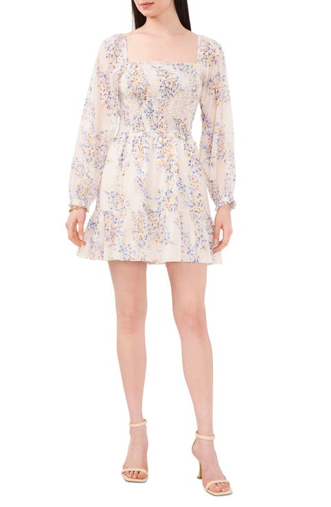 Square Neck Smocked Minidress