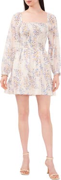 1.STATE Square Neck Smocked Minidress