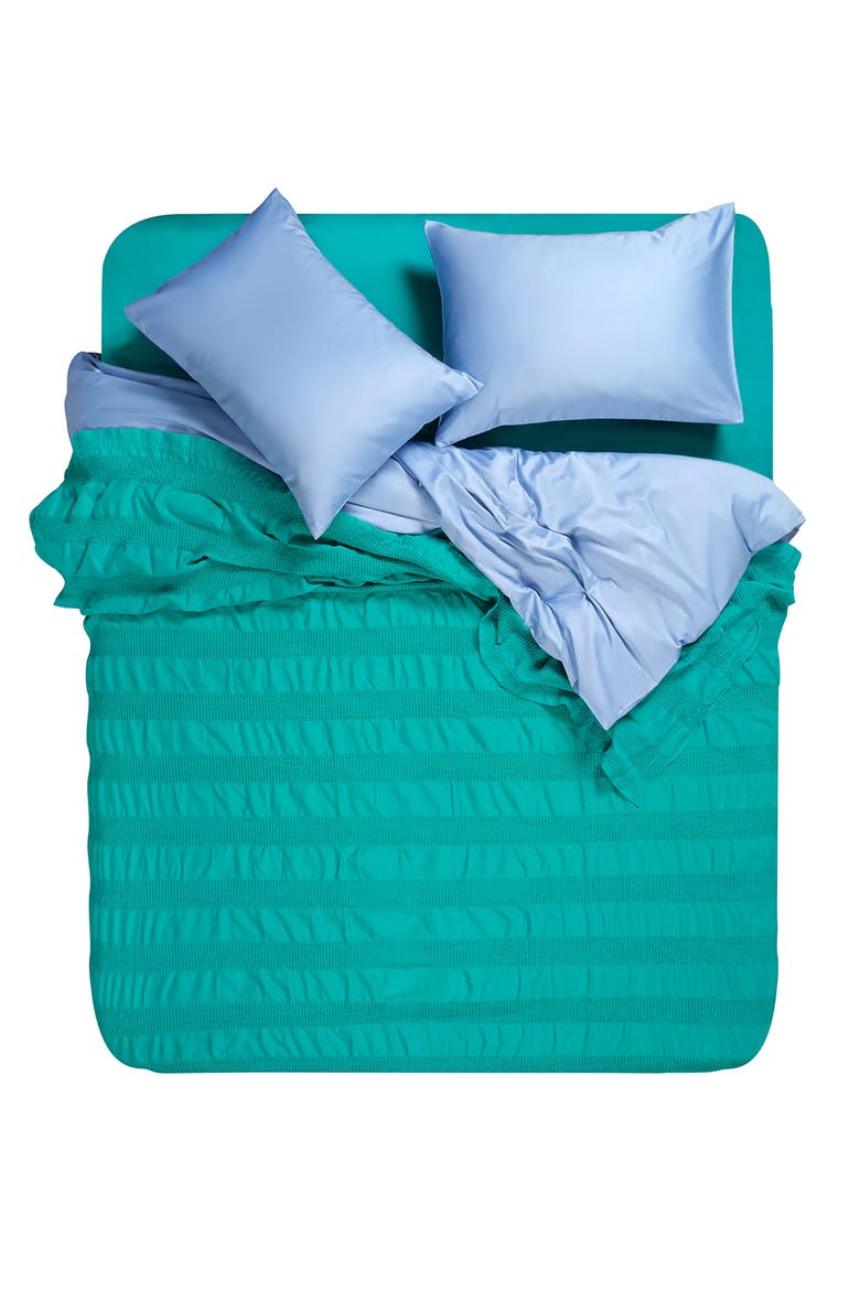 Braga Waffle King Size 100% Cotton Pique 94X87 In, Alternate, color, Medium Green