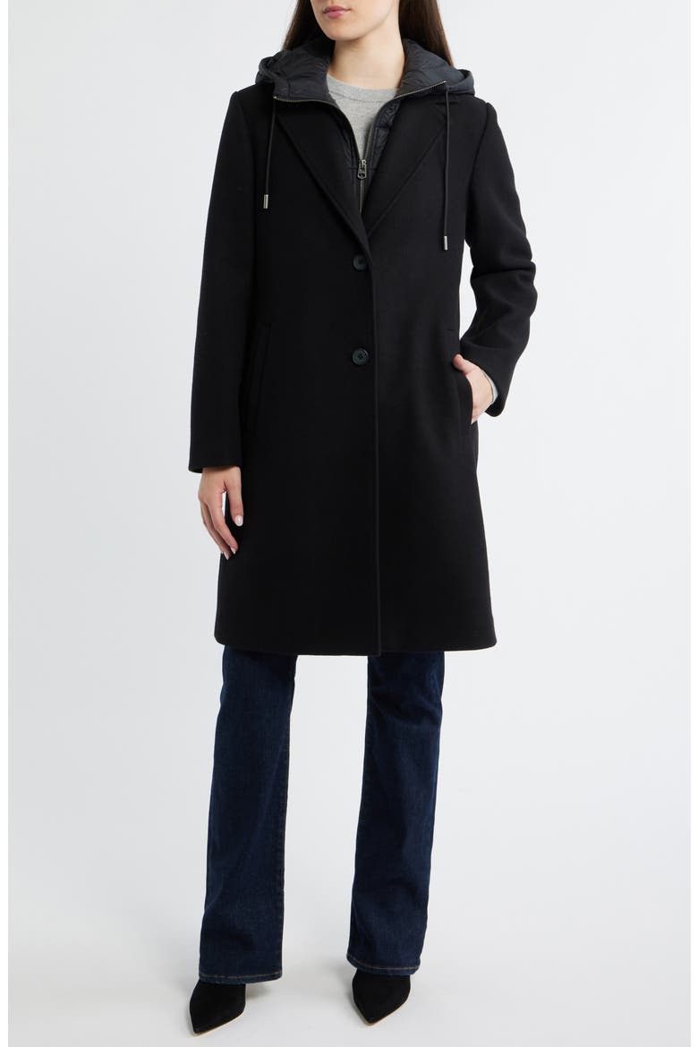Walker Coat with Hooded Bib Inset, Alternate, color, BLACK