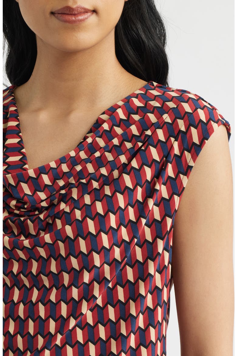 Cowl Neck Extended Shoulder Top, Alternate, color, RUST MULTI