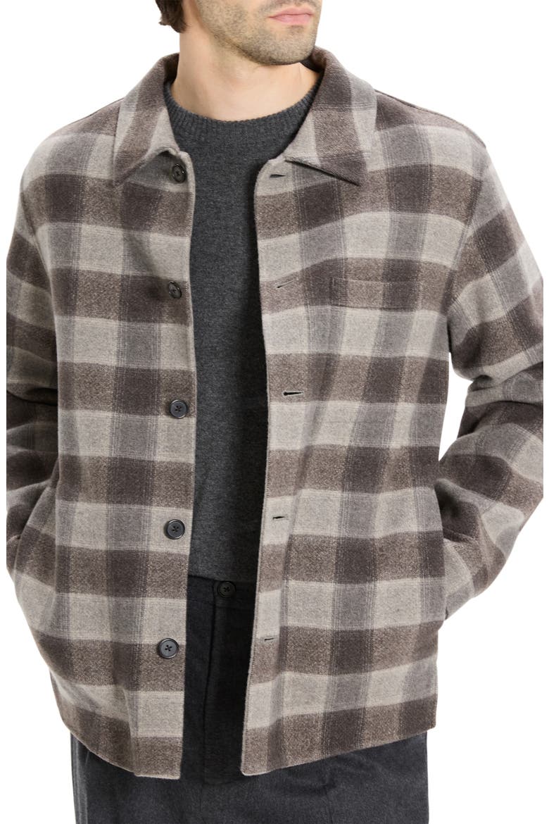 Plaid Wool & Cashmere Flannel Button-Up Shirt Jacket, Main, color, FEATHER MULTI