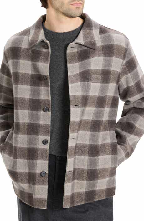 Theory Plaid Wool & Cashmere Flannel Button-Up Shirt Jacket