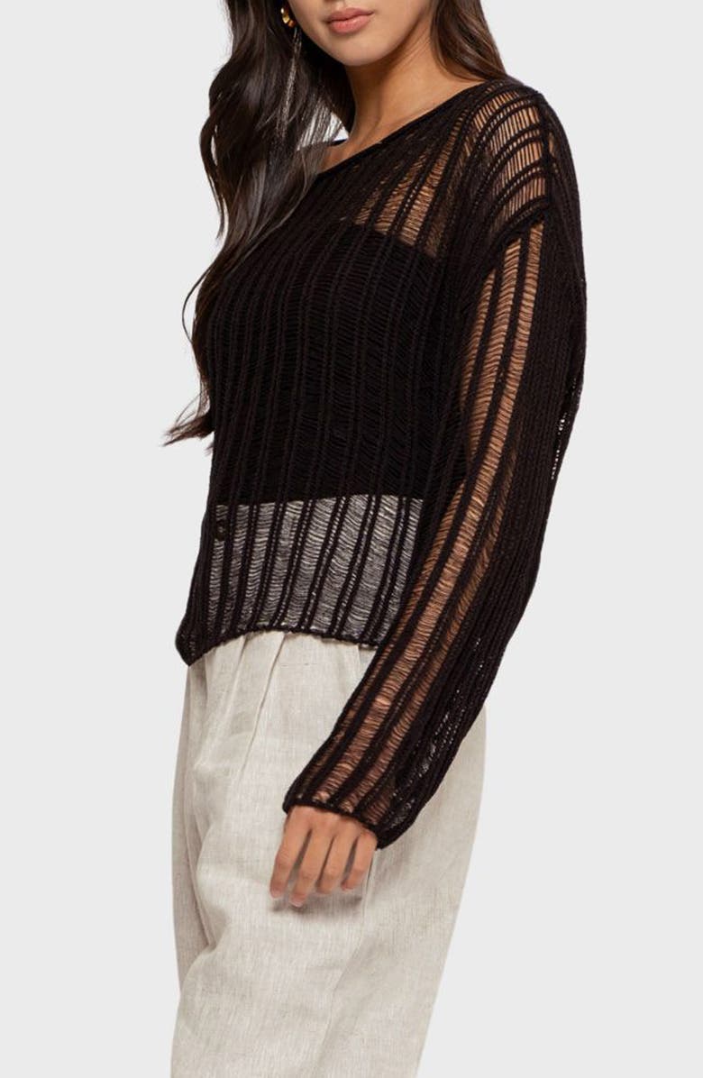 Blu Pepper Ladder Stitch Sheer Sweater, Alternate, color,