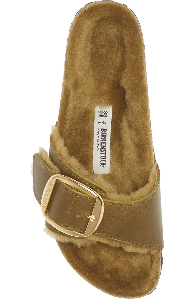 Birkenstock Madrid Big Buckle Genuine Shearling Lined Sandal, Alternate, color, Green Olive/ Green Olive