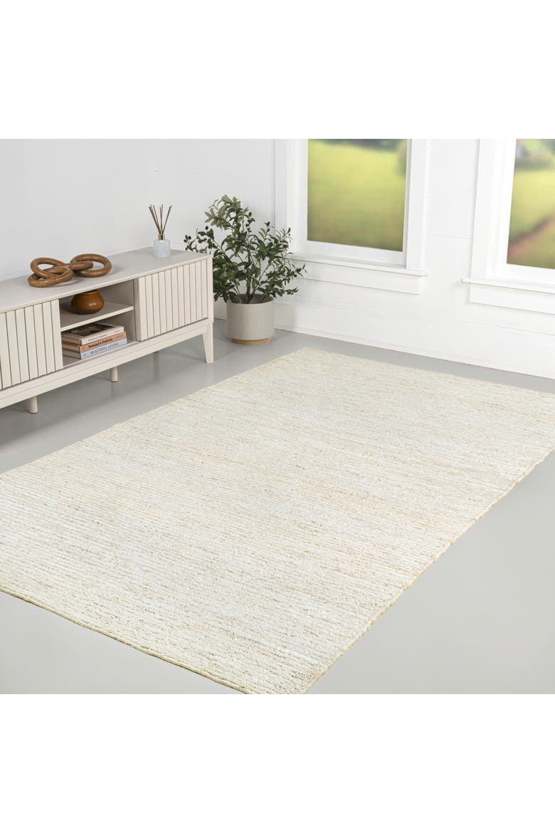 Griffin Rustic Farmhouse Woven Jute Solid Area Rug, Alternate, color, Bleach