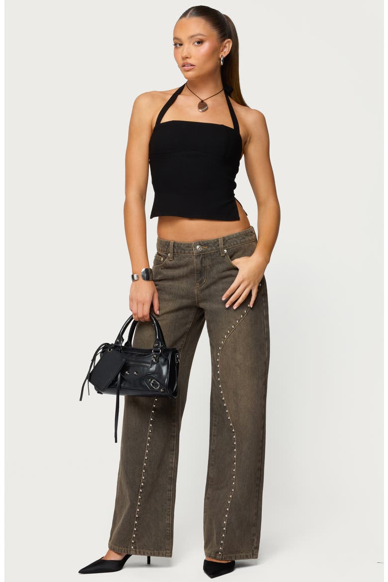 Dara Halter Top, Alternate, color, BLACK