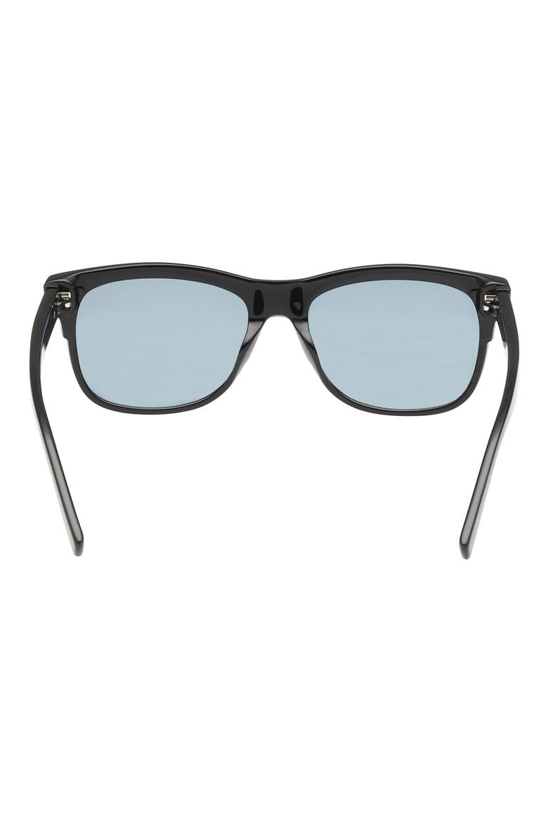 55mm Square Sunglasses, Alternate, color, SHINY BLACK / BLUE LENS
