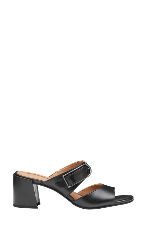 Johnston & Murphy Everly Buckle Slide Sandal In Black Calfskin