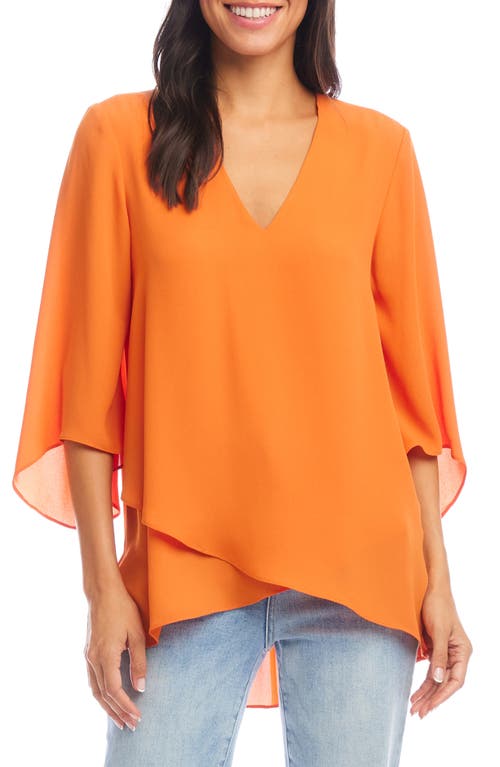 Karen Kane Asymmetric Hem Crepe Top In Tangerine