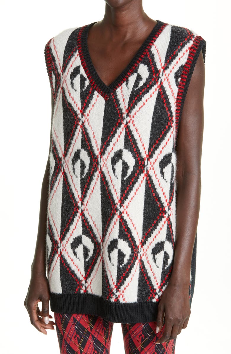 Marine Serre Harlequeen Wool Blend Sweater Vest, Alternate, color, 