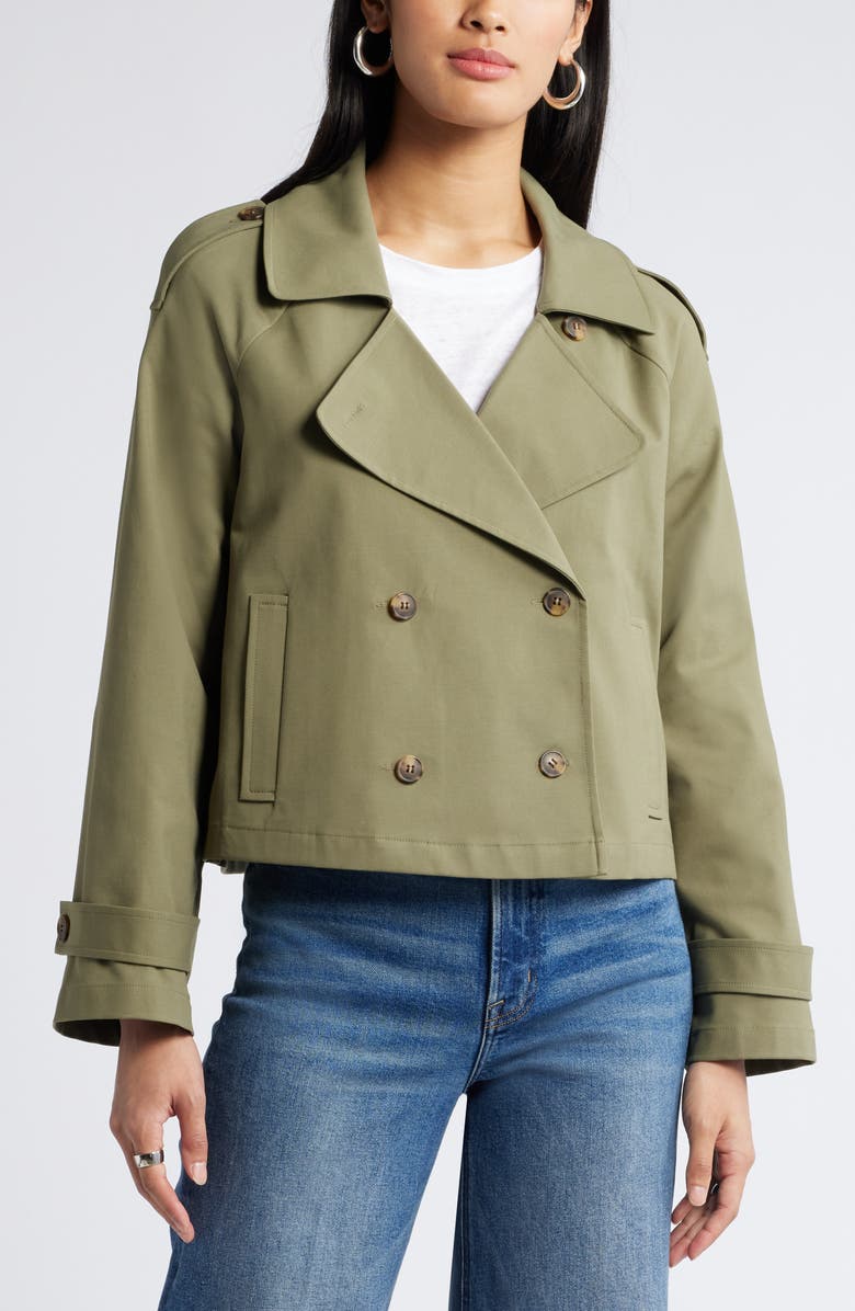 Crop Stretch Cotton Trench...