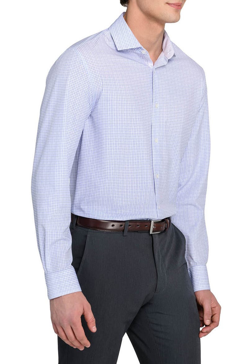 Slim Fit Microcheck Performance Dress Shirt, Alternate, color, WHITE/ PURPLE