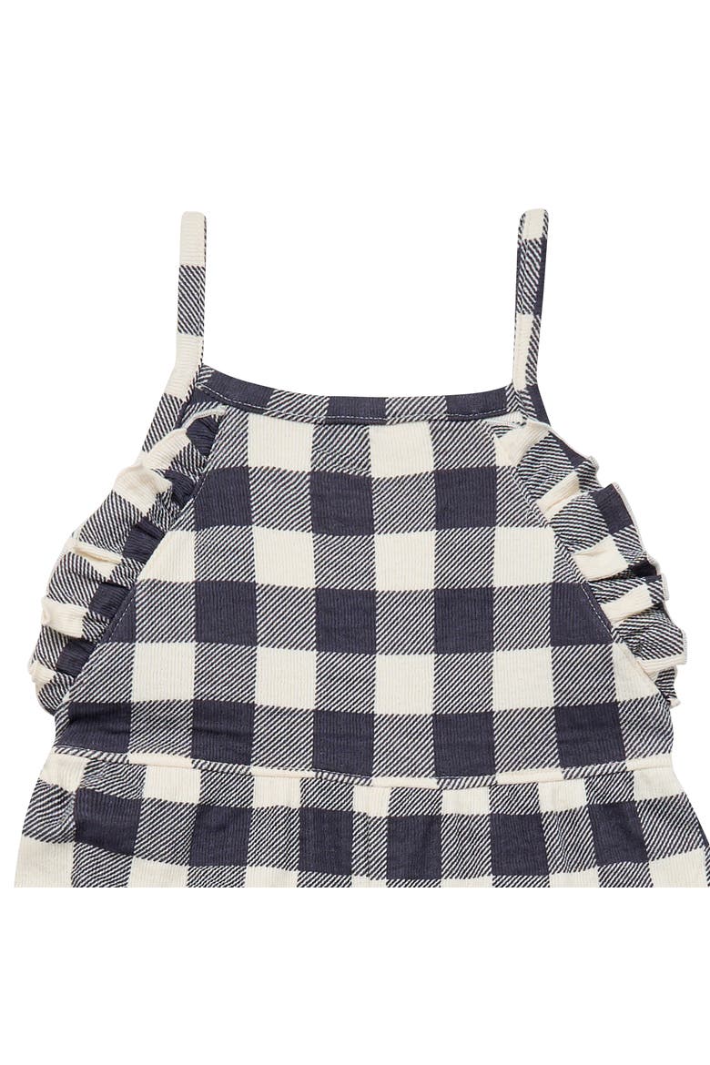 Girls' Ruffle Wide Leg Romper, Alternate, color, Dark Grey Gingham