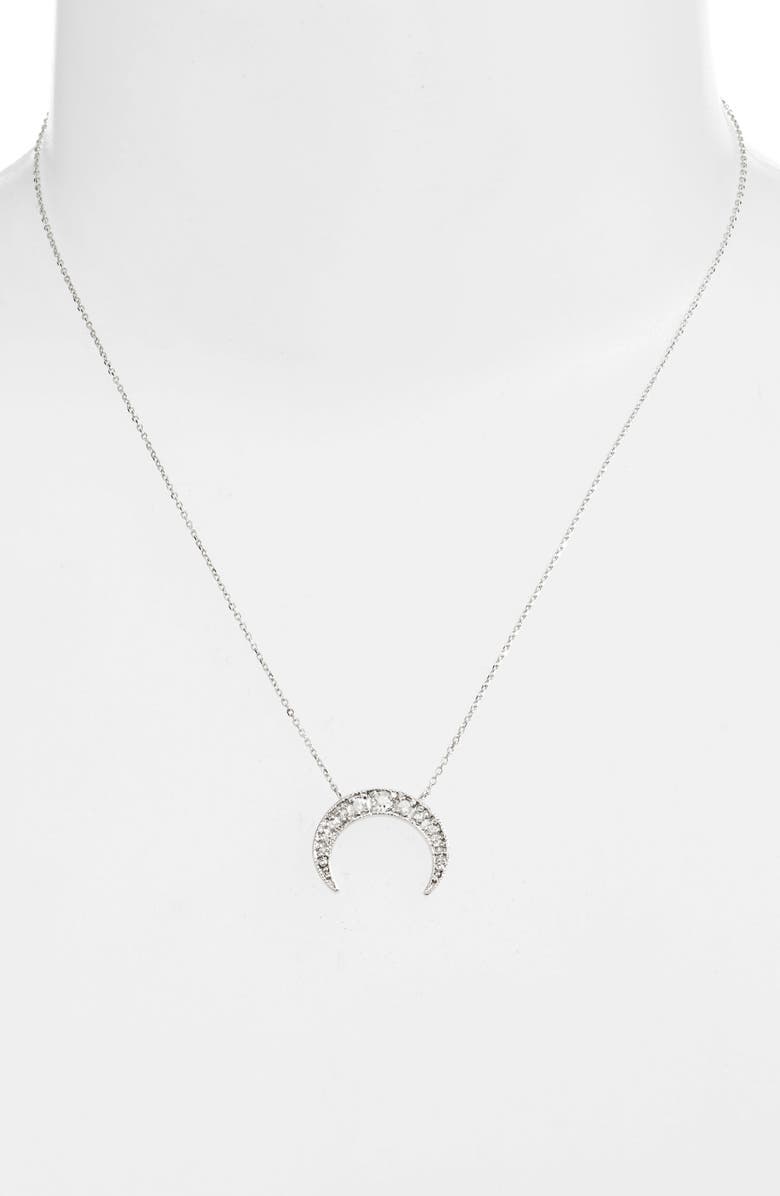 Anzie White Sapphire Crescent Moon Pendant Necklace, Alternate, color, 