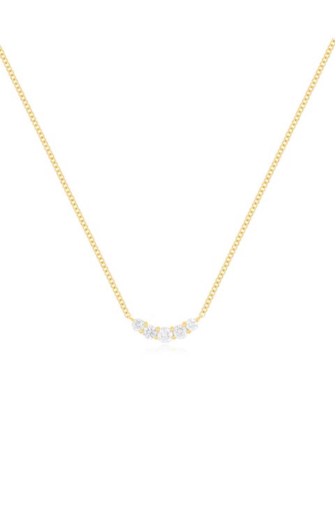 Graduated Diamond Arc Pendant Necklace
