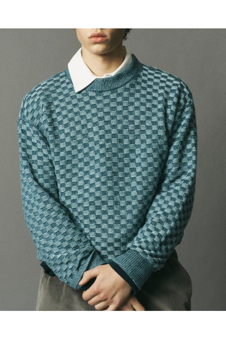 Knit Basketweave Sweater, Alternate, color, Blue