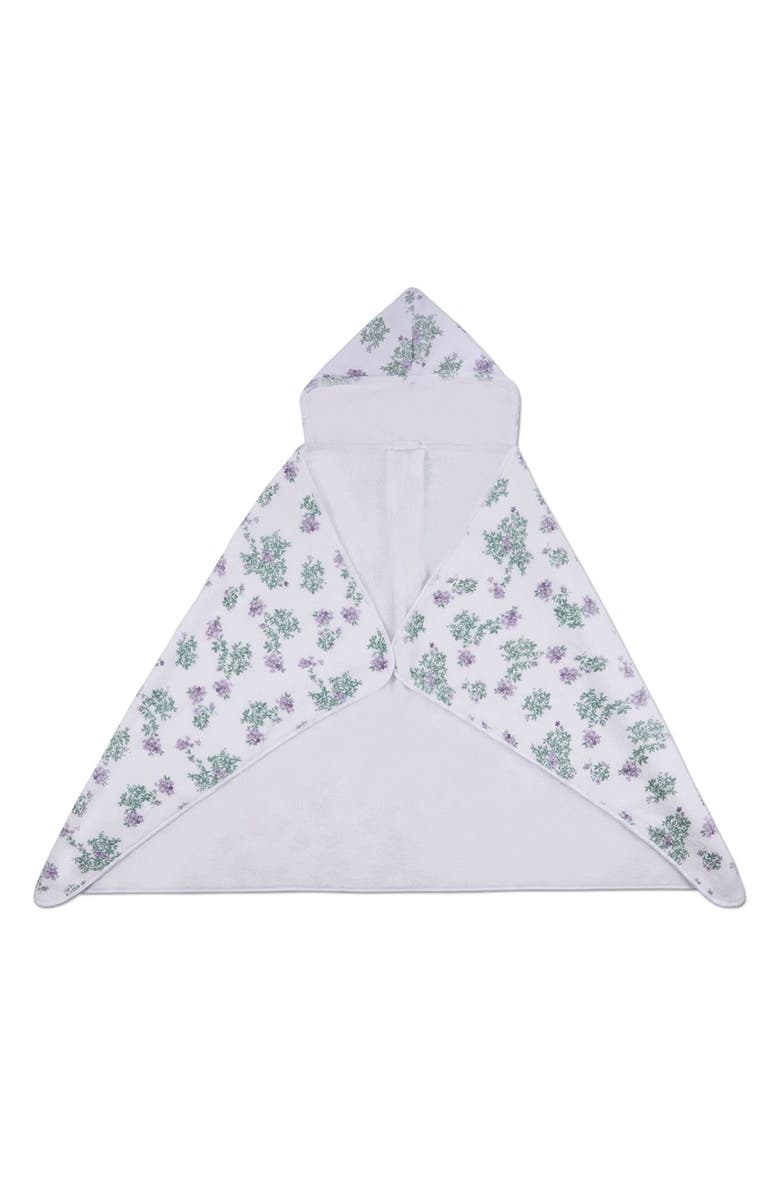 MiniMoi Baby Floral Cotton-Lined Hooded Towel, Alternate, color, White
