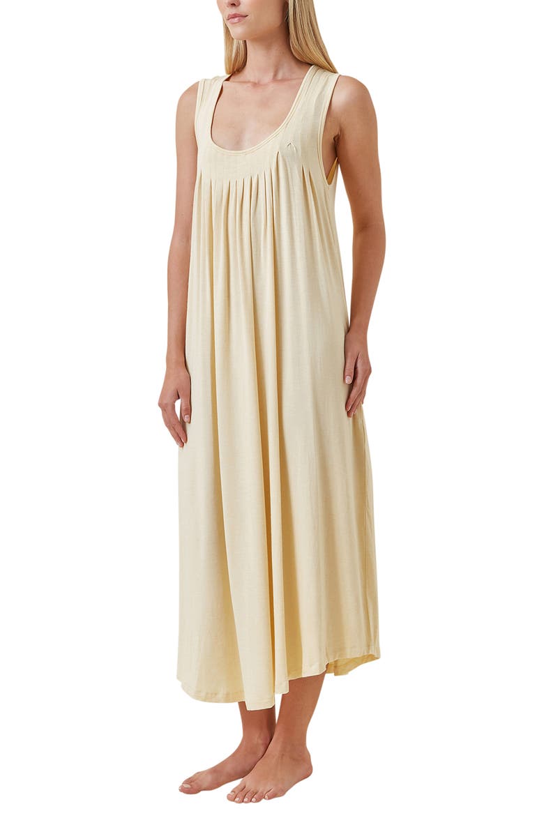 Papinelle Kate Pleated Nightgown, Alternate, color, Lemon Cream