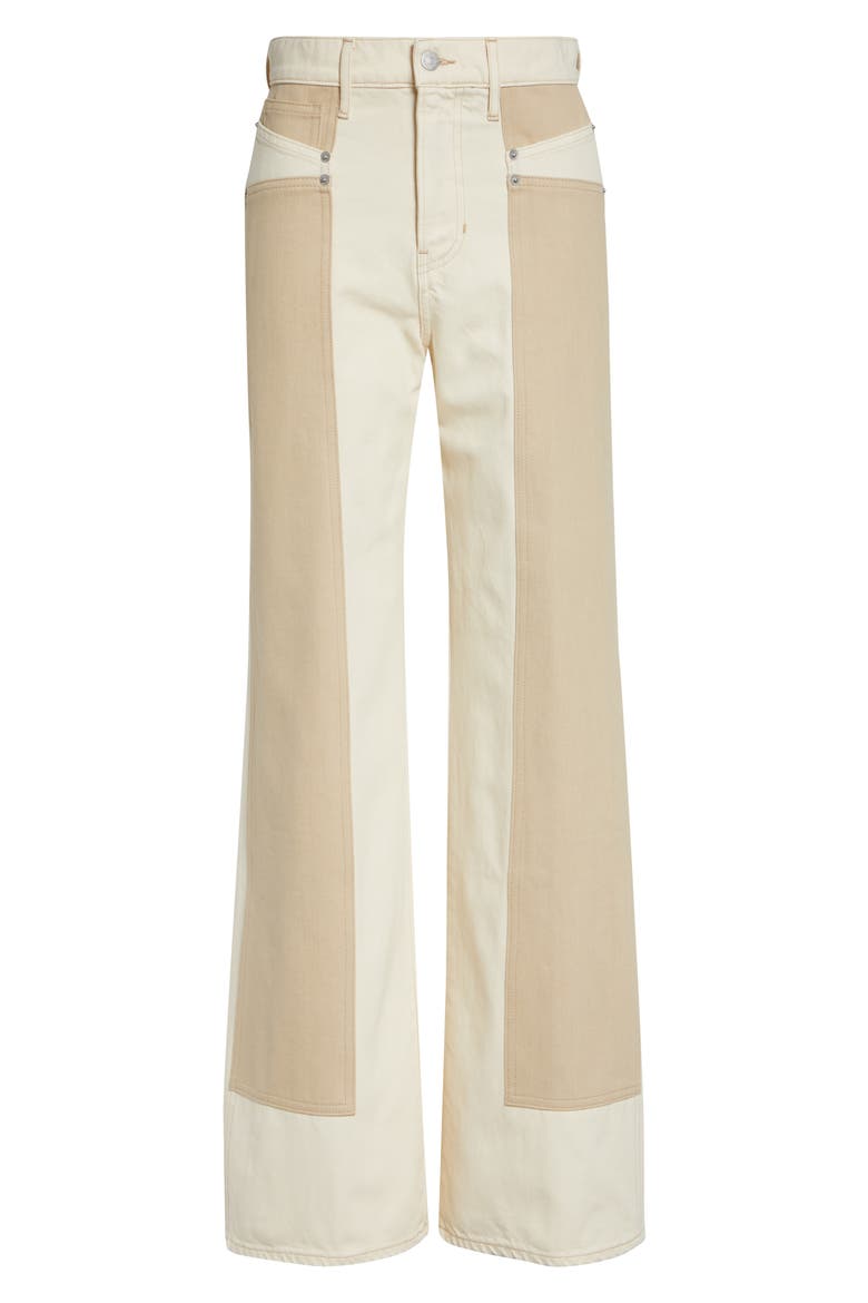 Taylor High Waist Colorblock Wide Leg Jeans, Alternate, color, ECRU STONE KHAKI