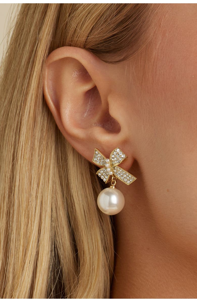 Untamed Petals Jenny Bow Earrings, Alternate, color, Gold