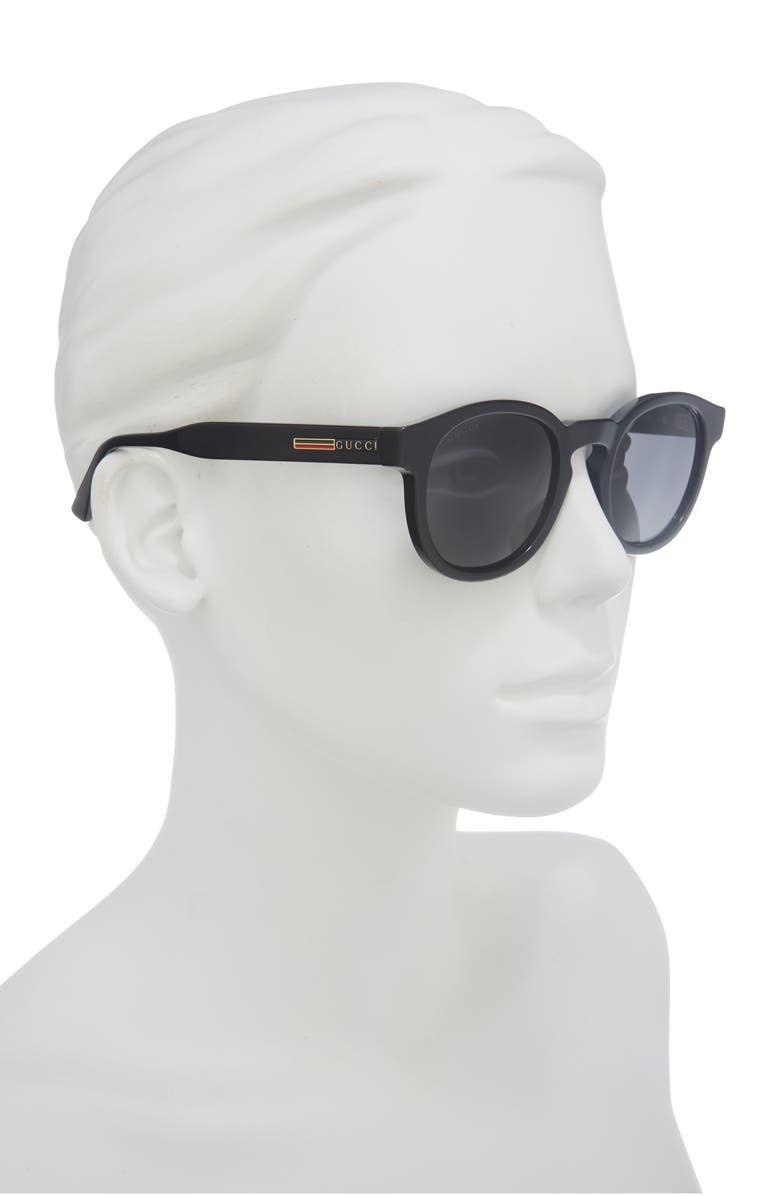 Gucci 49mm Oval Sunglasses, Alternate, color, Black Black Grey