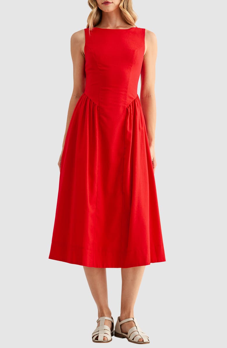 All in Favor Fit & Flare Midi Dress, Alternate, color, Red