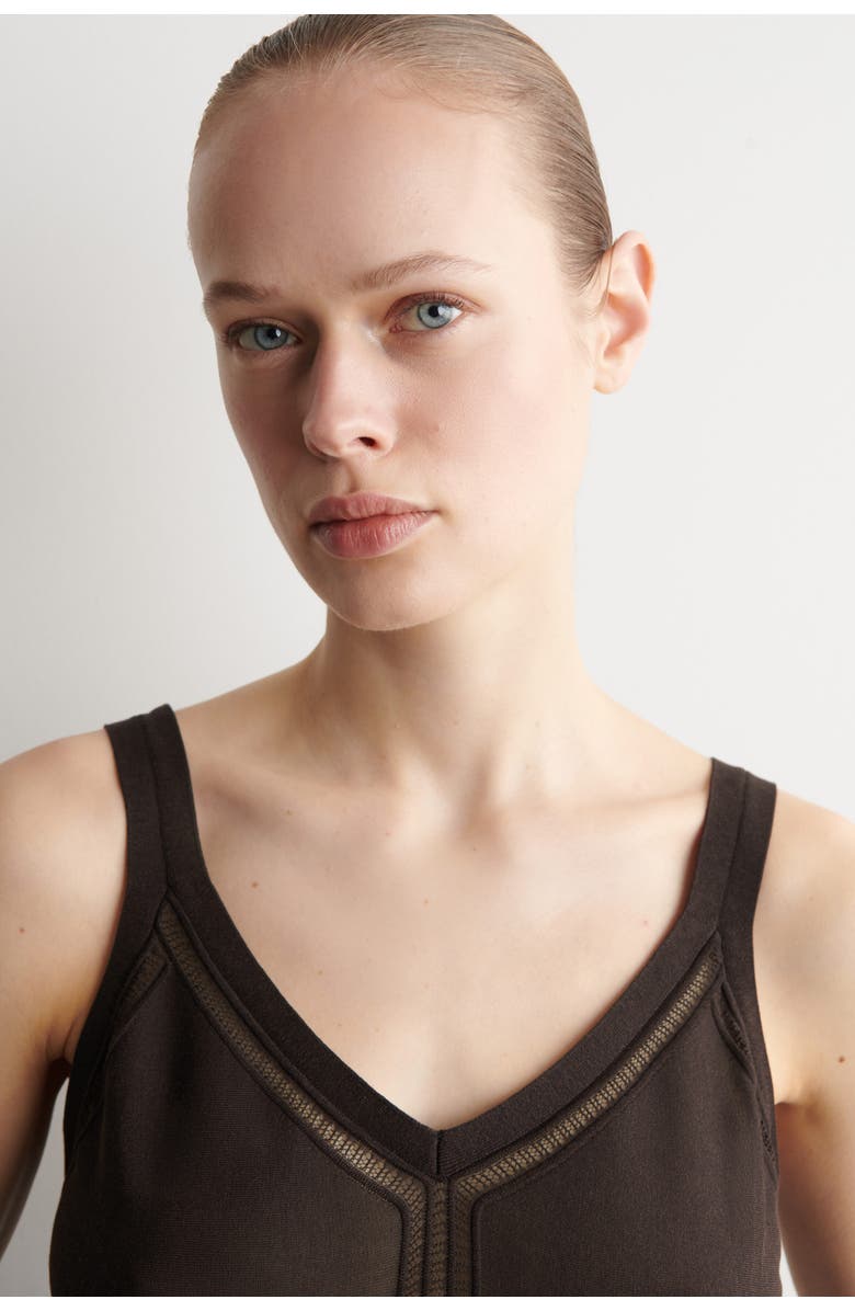 COS Open-knit Detail Tank Top, Alternate, color, Brown