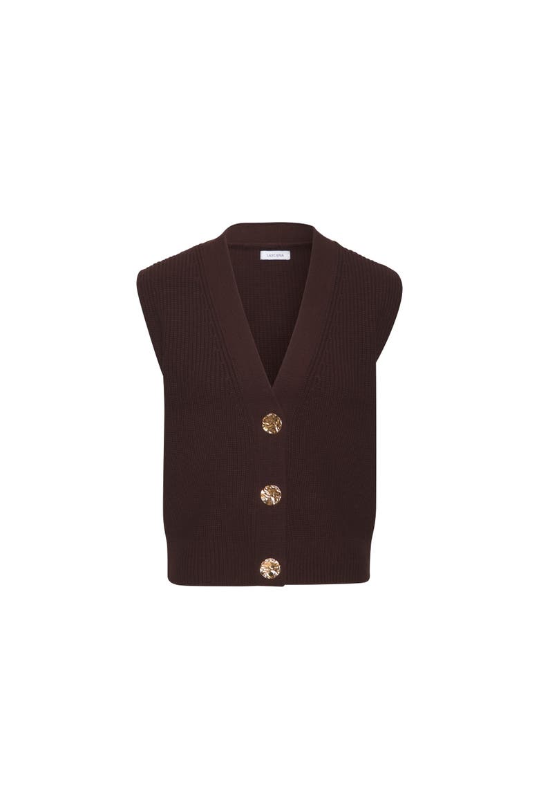 Button Detail Sweater Vest, Alternate, color, Brown
