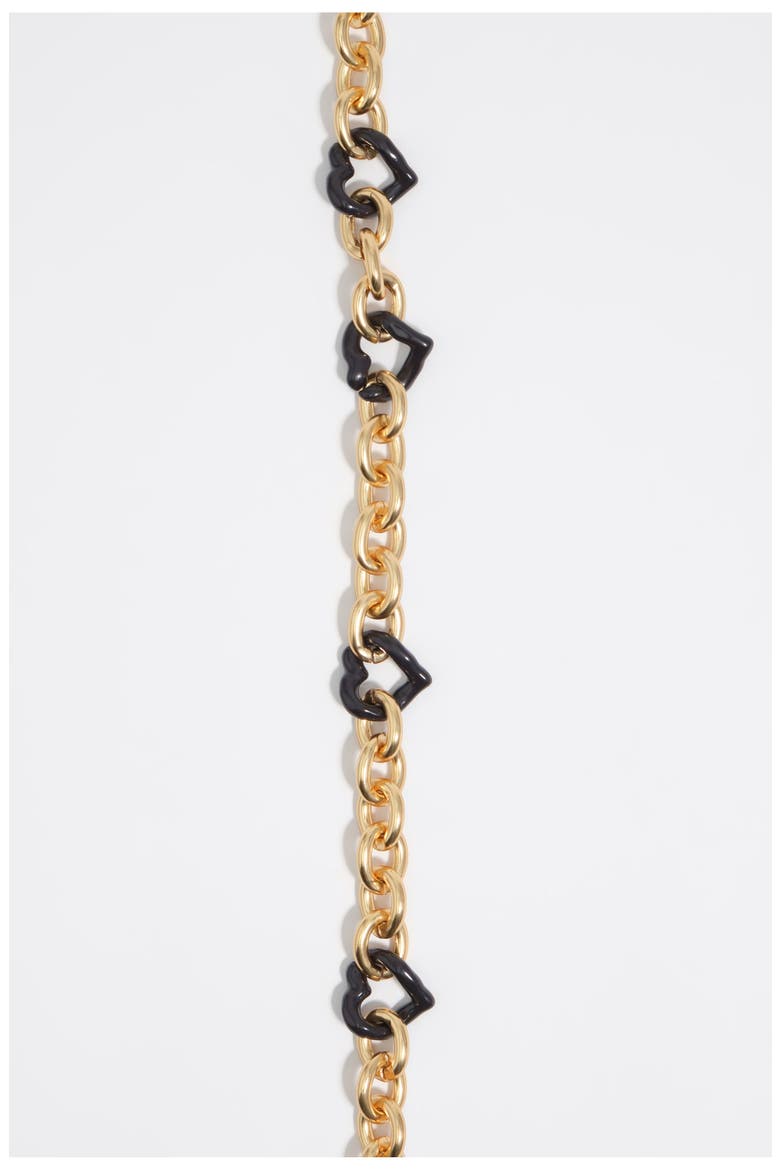 Heart Necklace With Texture And Enamel, Alternate, color, GOLD