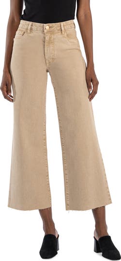 Meg Fab Ab Raw Hem High Waist Ankle Wide Leg Jeans