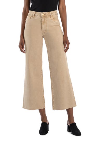 KUT FROM THE KLOTH KUT FROM THE KLOTH MEG FAB AB RAW HEM HIGH WAIST ANKLE WIDE LEG JEANS 