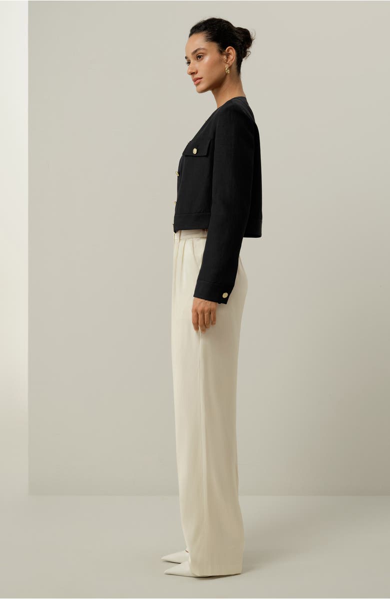 Lilysilk Mara Jacket in Silk Linen, Alternate, color, Black