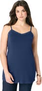 Roaman's Lace Trim Knit Cami With Adjustable Straps